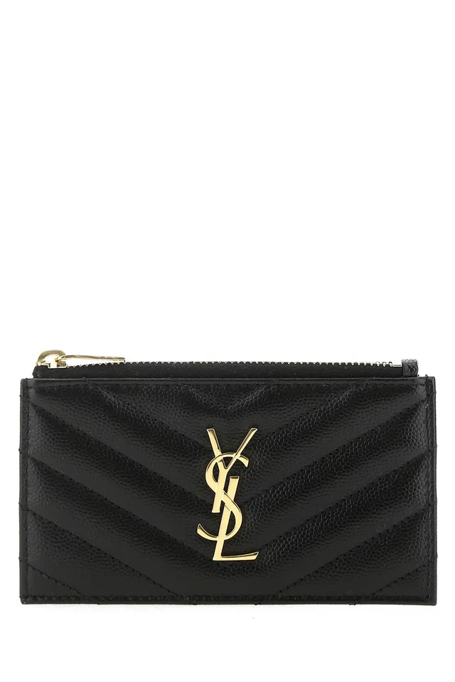 Saint Laurent Card Case — Black Wallet in Black Calfskin from HEWI