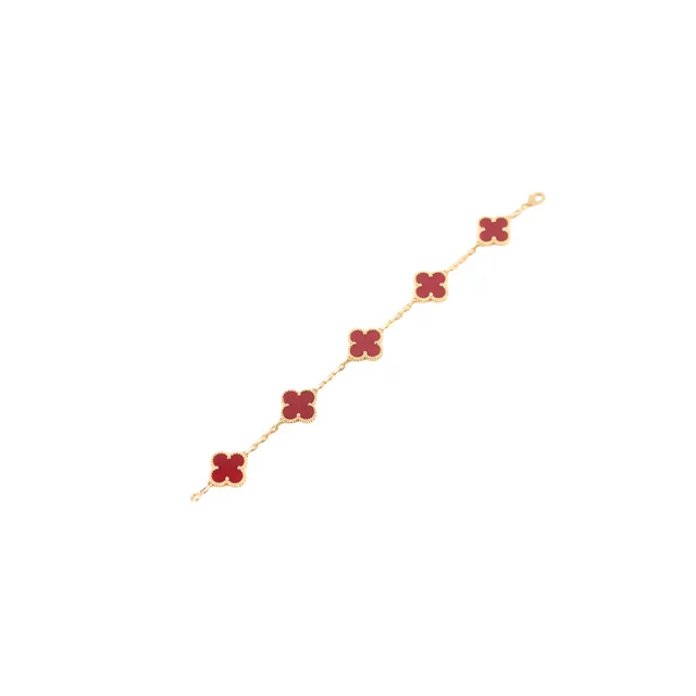 Van Cleef & Arpels Vintage Alhambra Carnelian 5 Motifs Bracelet from The Purse Affair