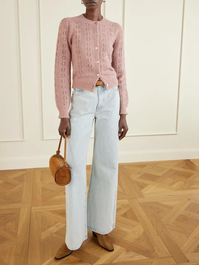 DÔEN Emery pointelle-knit cardigan in Pink, photo 2 of 2 from NET-A-PORTER (Canada)