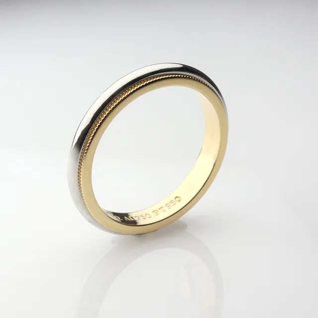 Tiffany & Co. 전시상품급 티파니 18K 옐로우 골드 플래티늄 밀그레인 3.5mm 15호 from GUGUS