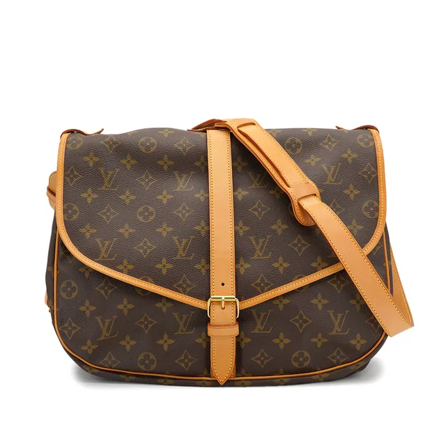 Louis Vuitton Monogram Samur 35 Shoulder Bag Brown M42254 in Brown Coated canvas from Luxury Promise