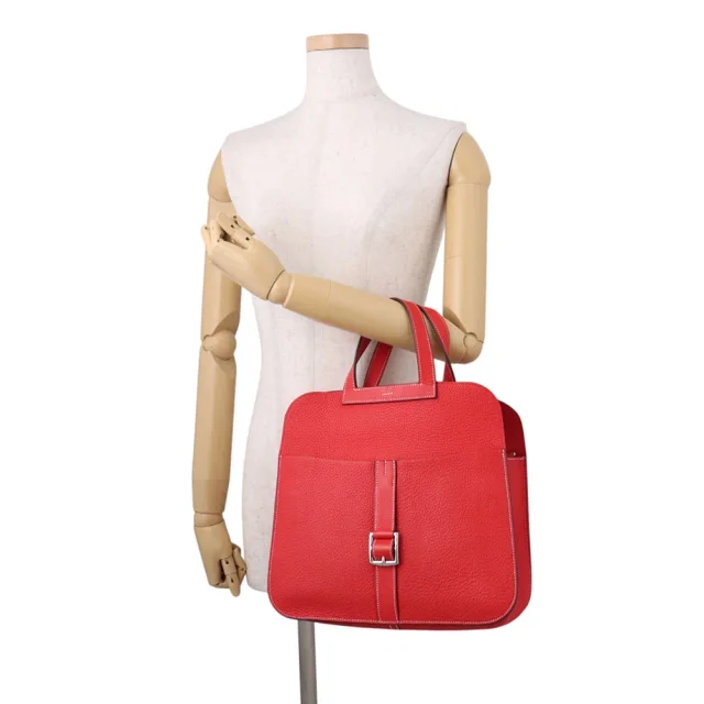 Hermès Halzan Rouge Casaque Taurillon Clemence Size 31 in Red Clemence leather from GALLERY RARE, photo 4 of 16