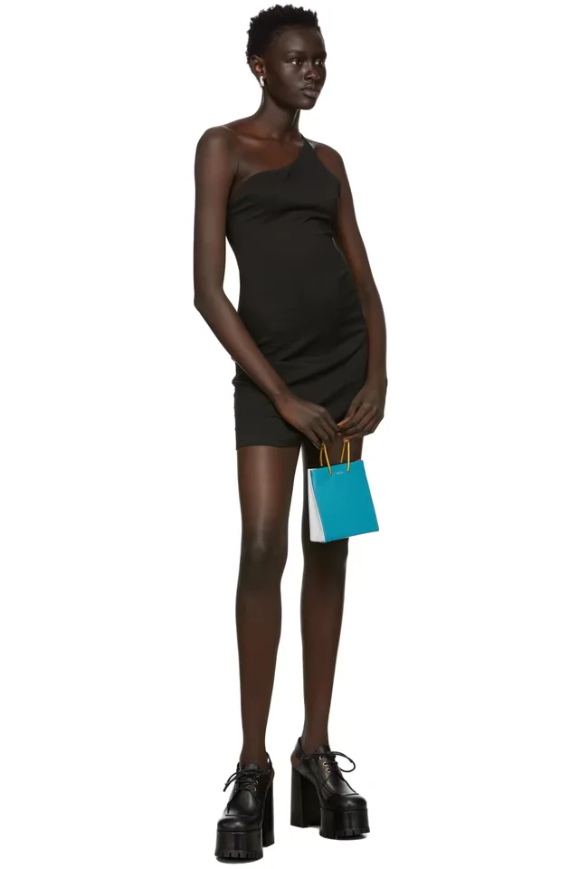 GUIZIO Black Asymmetrical Voxel Dress, photo 4 of 4 from SSENSE