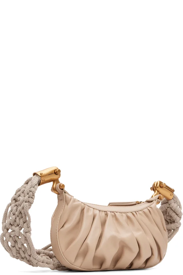 BALMAIN Beige Ebene Mini Strap Calfskin Bag, photo 3 of 4 from SSENSE