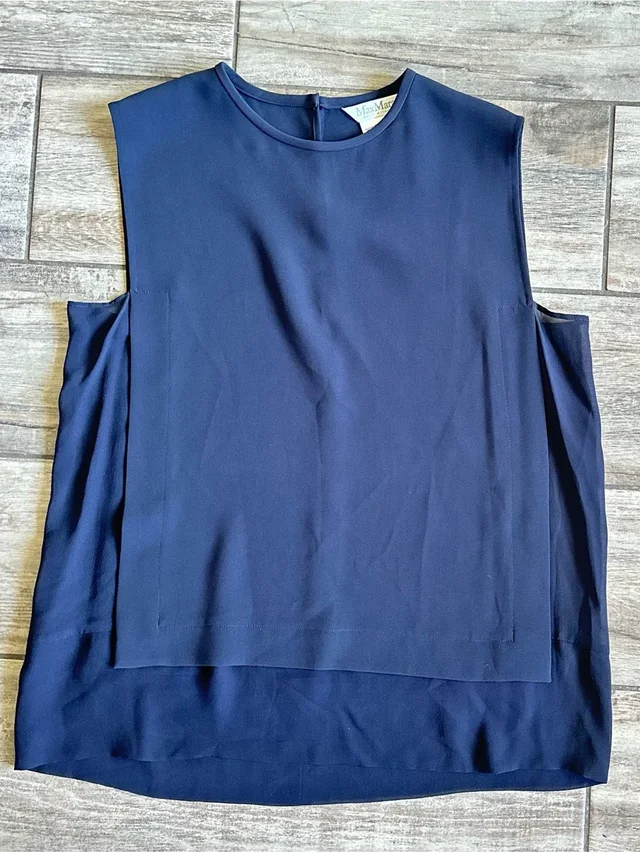 Max Mara Navy Layered Sleeveless Blouse in blue from Poshmark