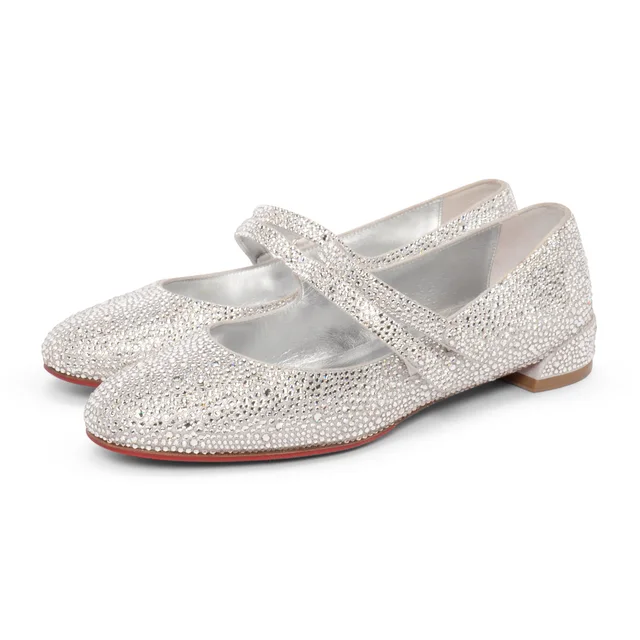 Christian Louboutin Strass Embellished Sweet Jane Shoes 38 in Silver from Blue Spinach