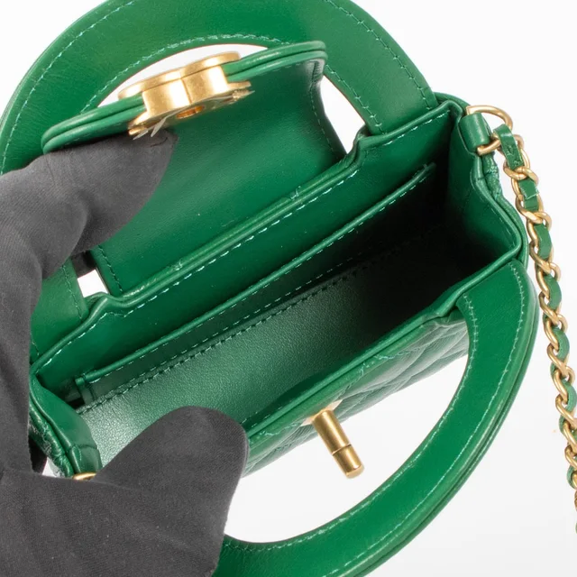 Chanel Green Shiny Calfskin Nano Kelly Micro Shopping Bag in Green Calfskin from Labellov, photo 6 of 6