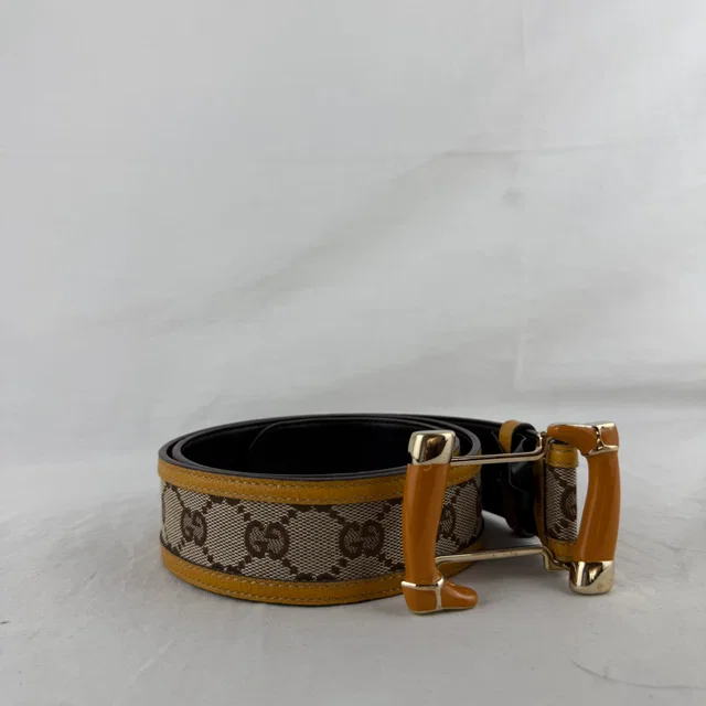 Gucci Riding Boots Belt in calfskin, Canvas, Enamel from Reowned
