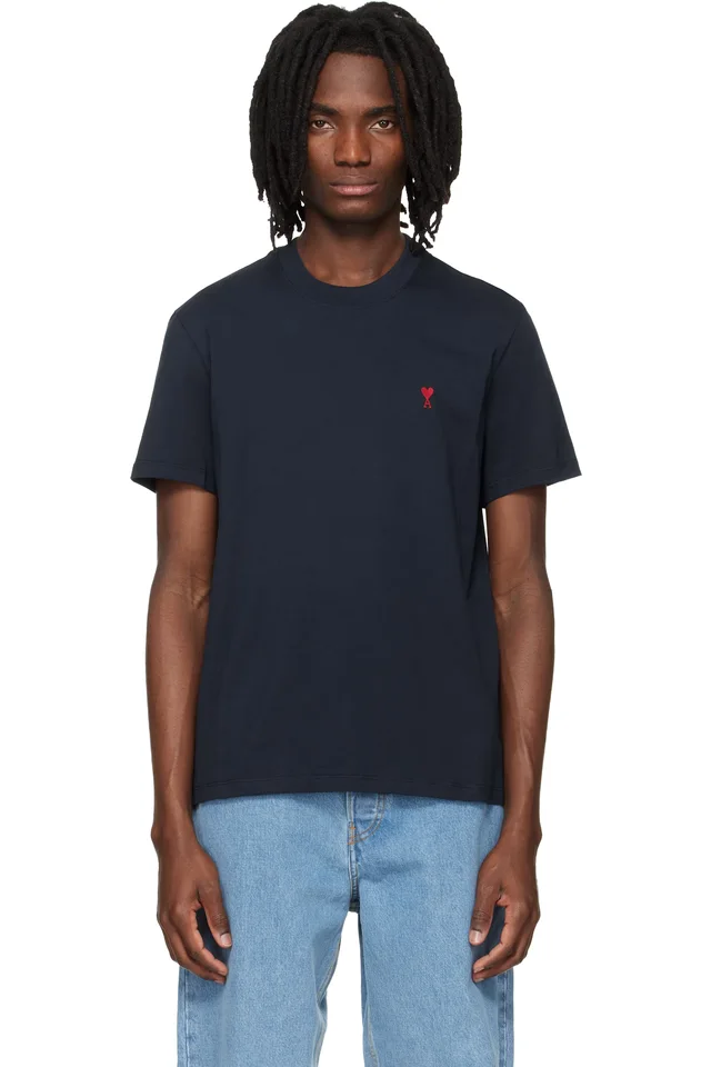 Navy Cotton Red Ami de Coeur T-shirt