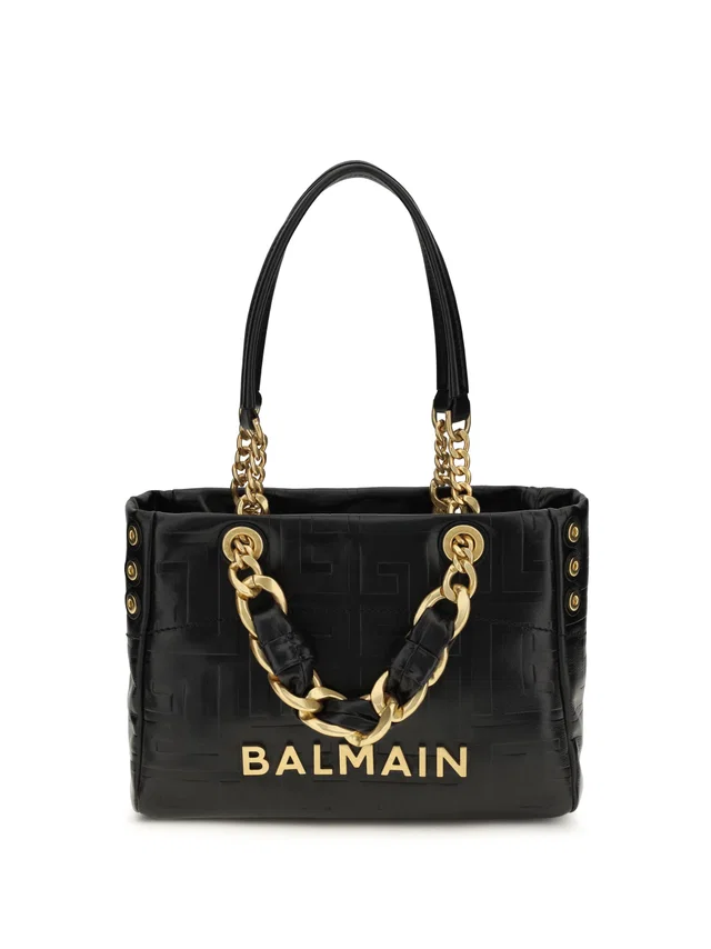 Balmain Shoulder Bag — Black Calf Leather Bos Taurus in Black Calfskin from HEWI