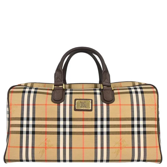 Burberry Burberrys Beige House Check Duffle Handbag in Beige Canvas from AMORE Vintage Tokyo