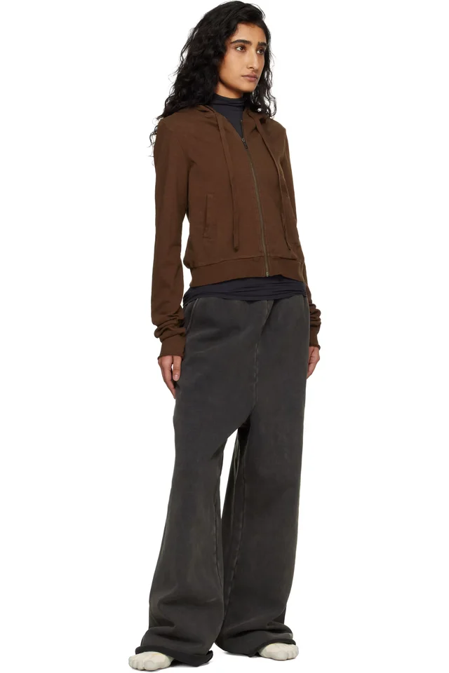Entire Studios Brown Lightweight Cropped Zip Up Hoodie, photo 4 of 4 from SSENSE