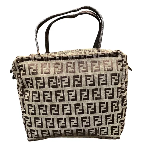 Fendi Zucchino Mini Tote Zucca Handbag Canvas Leather in Canvas from The Reluxe