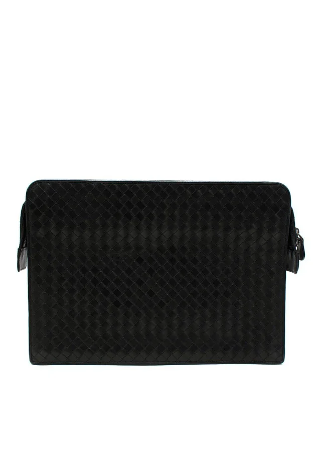 Bottega Veneta Black Large Pochette/document holder in Black Woven leather from HEWI, photo 5 of 10
