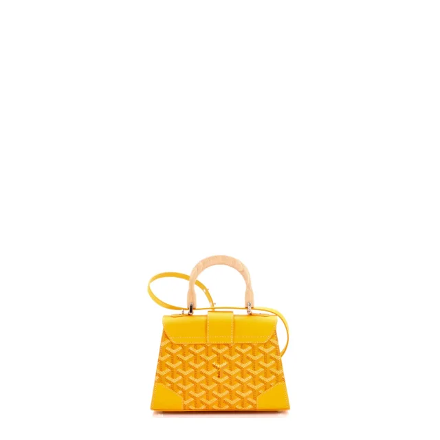 Goyard Structured Saigon Top Handle Bag Coated Canvas with Leather Mini in yellow Coated canvas from Rebag, photo 3 of 8