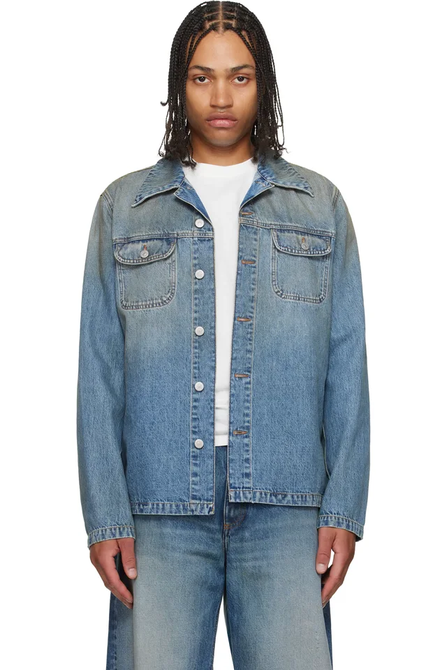 MM6 Maison Margiela Blue Denim Trucker Jacket from SSENSE, photo 1 of 1
