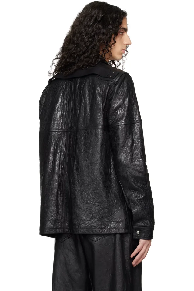 Rick Owens Black Temple Brad Leather Jacket, photo 3 of 3 from SSENSE