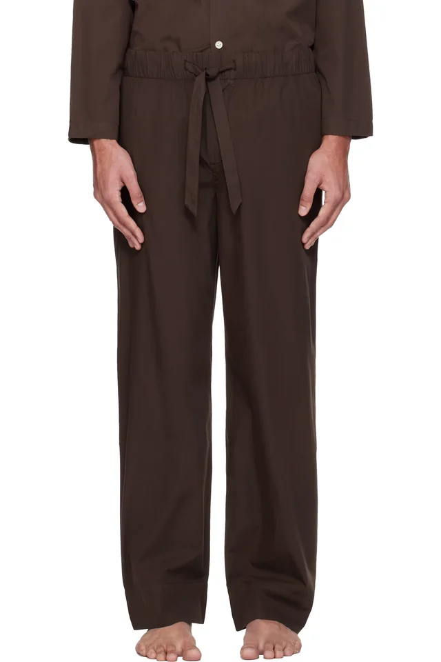 Tekla Brown Poplin Pyjama Pants, image 1 of 1 from SSENSE