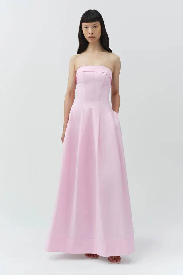 SIMKHAI Avril Cotton Bustier Maxi Dress in DAISY Cotton Poplin, photo 3 of 7 from SIMKHAI