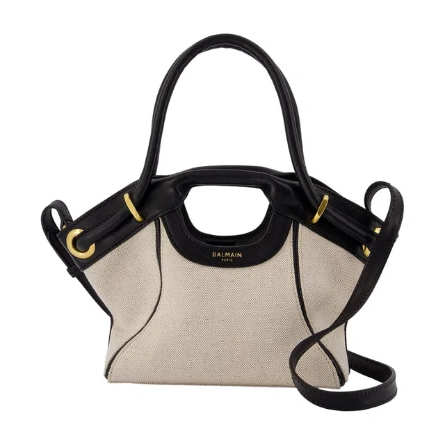 Balmain Colorblock Lambskin Top Handle Bag — Beige in Beige Lambskin from HEWI