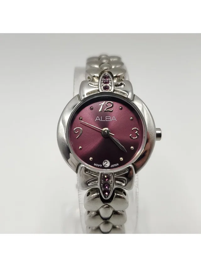 Seiko Alba Vj22-X123 22mm Purple Date Dial Womens Watch New Battery 6" in silver|gray|purple from Poshmark