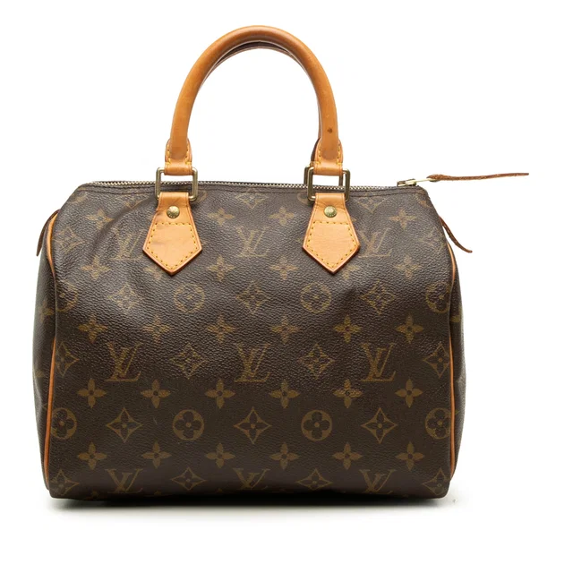 Brown Louis Vuitton Monogram Speedy 25 Boston Bag in Brown Coated canvas from Designer Revival