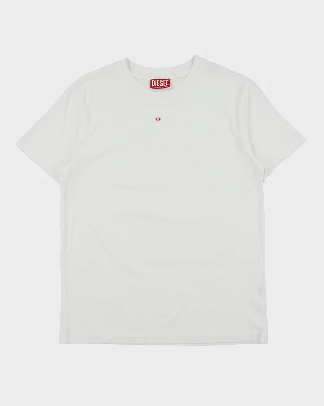 Diesel MICRODIV Embroidered Heavyweight Crewneck T-Shirt - L from Rokit Vintage