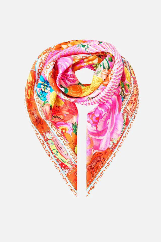 Camilla eBoutique LARGE CRYSTALLED SILK SQUARE SCARF ILLUSTRATION NATION from CAMILLA, photo 1 of 1