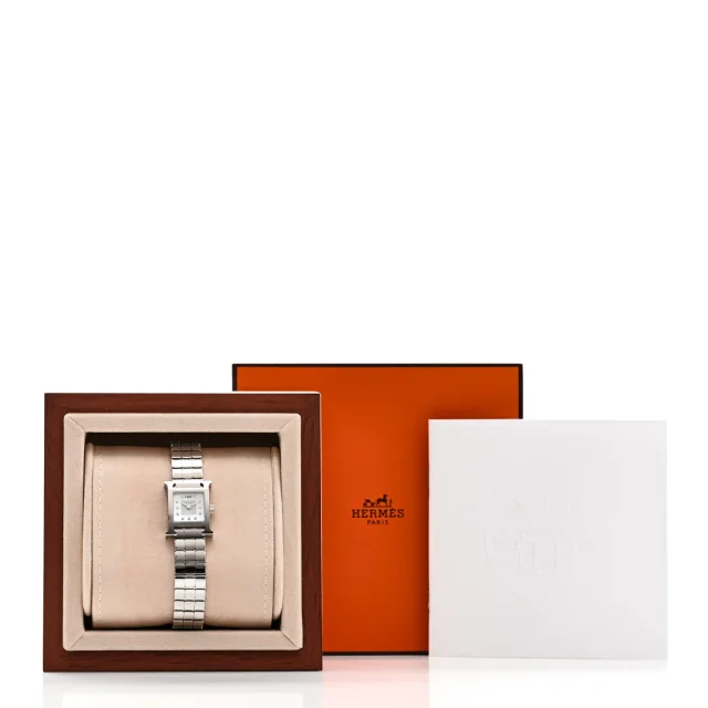 Hermès Stainless Steel Diamond Mother of Pearl 17.2mm Heure H Hour Quartz Watch from FASHIONPHILE, photo 5 of 5