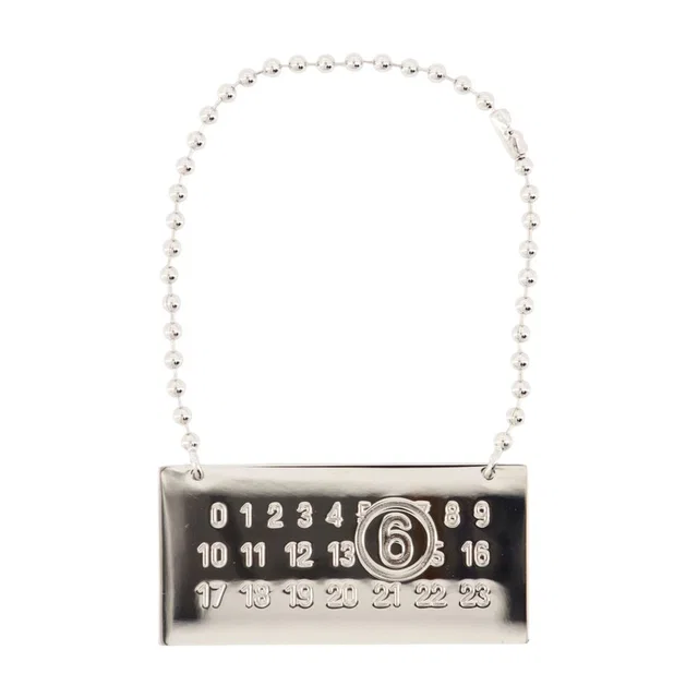 Maison Margiela Logo Plaque Charm Necklace — Silver Metal Necklaces in Silver from HEWI