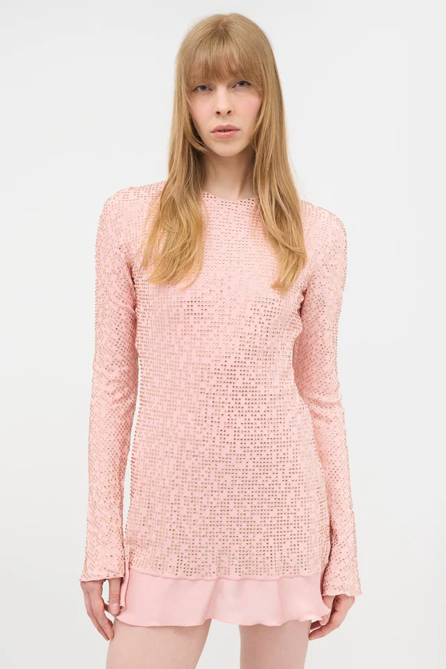 Miu Miu Fall 2021 Silk Crystal Embellished Dress in Silk from VSP Consignment