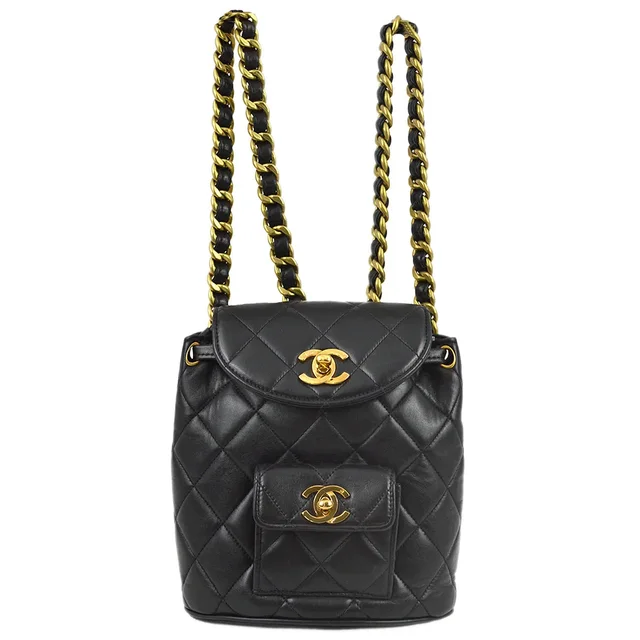 Chanel 1991-1994 Black Lambskin Small Duma Backpack in Black Lambskin from AMORE Vintage Tokyo