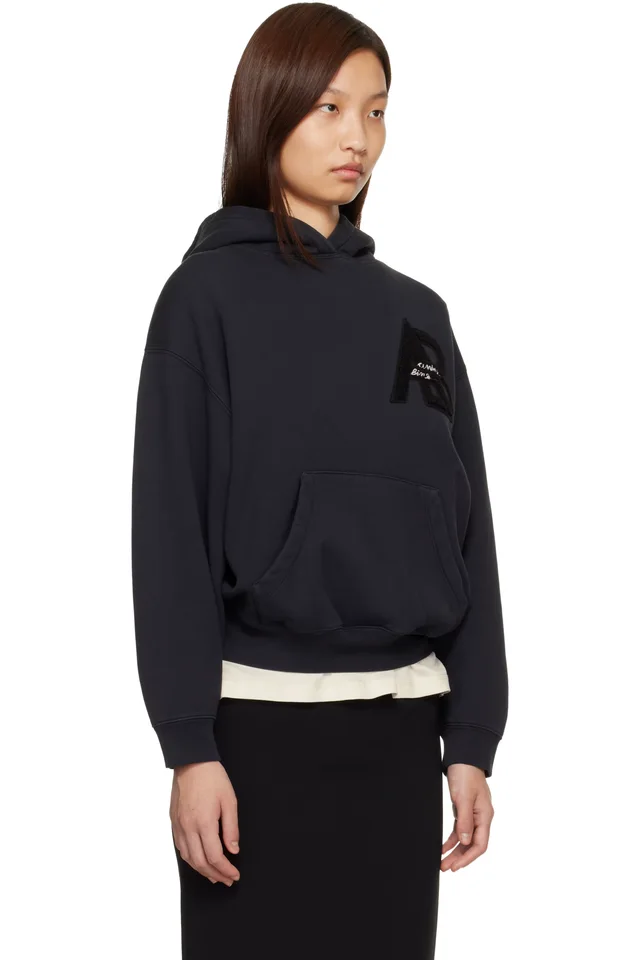 ANINE BING Black Jaci Letterman Hoodie, photo 2 of 4 from SSENSE