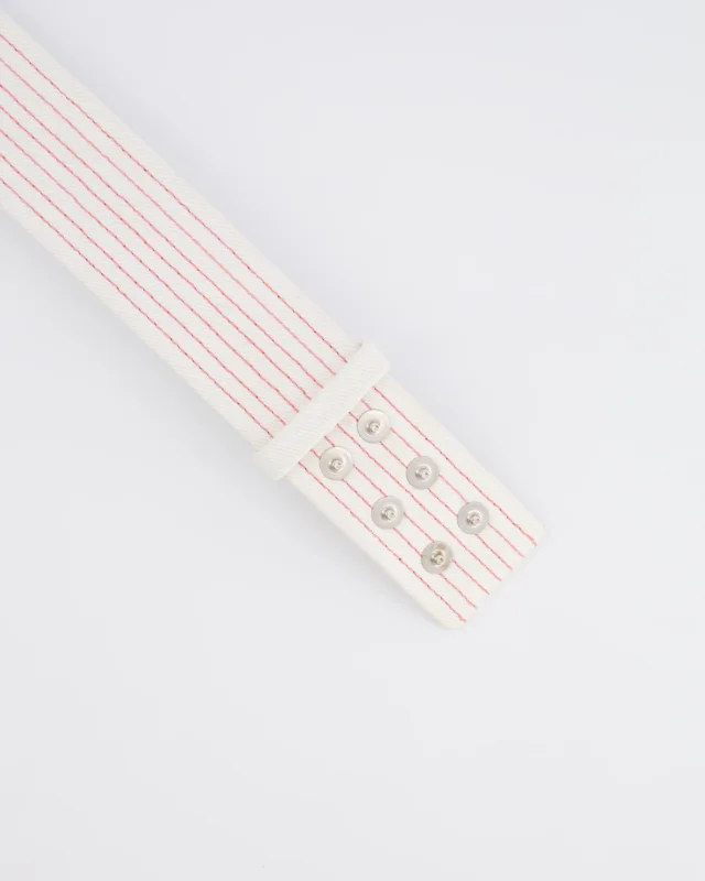 Chanel White and Pink Striped Canvas and Leather Belt Size FR 34 (UK 6) in White Canvas from Sellier, photo 5 of 5