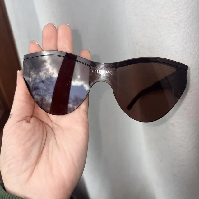 Balenciaga Women's Sunglasses - Brown/Black in brown|red|black from Depop, photo 1 of 1