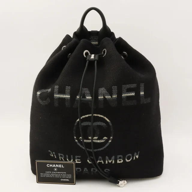 Chanel Dauville backpack, black, made around 2018 in Black Canvas from VINTAGE QOO TOKYO, photo 14 of 14