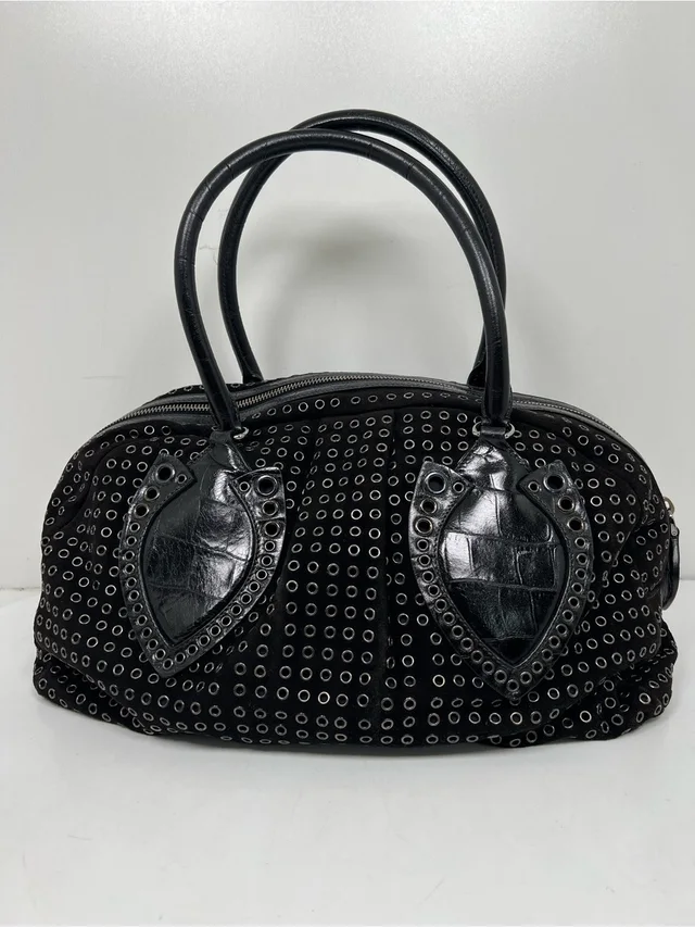 Alaïa Grommet-Accented Suede Bowler Bag in black Suede from Poshmark