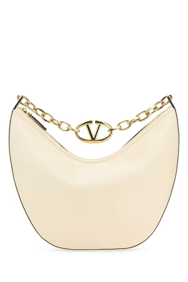 Valentino Garavani Vlogo Chain Shoulder Bag — White in White Leather from HEWI