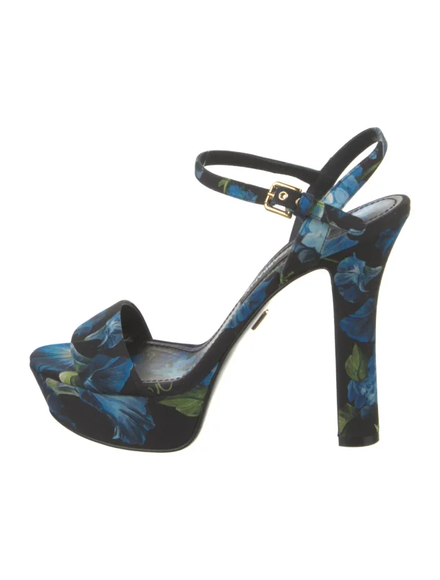 Dolce & Gabbana Floral Print Sandals in blue from The RealReal