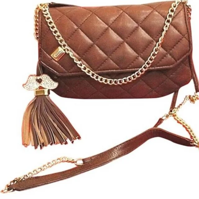 Judith Leiber Judith Lieber Lambskin Puff Quilted Crossbody Shoulder Bag Gold Chain Vnt in brown|red Lambskin from Poshmark, photo 1 of 1