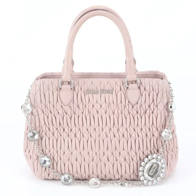 Miu Miu Matelasse Nappa Crystal Leather 2-Way Tote Bag Shoulder in Nappa leather from The Reluxe