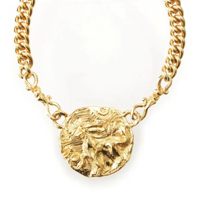 Saint Laurent Vintage Lion Medallion Animal Necklace Gold in Gold from The Reluxe
