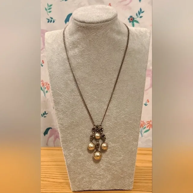 Euc Vintage Givenchy Swarovski Crystal & Silver Pearl Casual Necklace Jewelry in gold from Poshmark