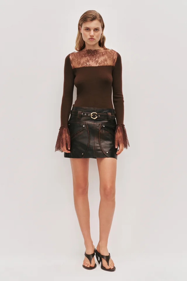 AJE Genna Lace Knit Top in Brown from Aje, photo 1 of 1