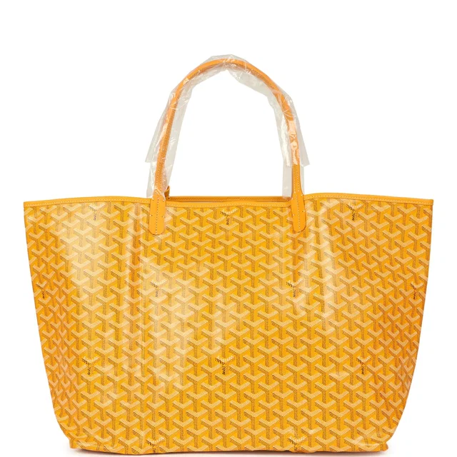 Goyard Goyardine Yellow Saint Louis GM Tote Bag Palladium Hardware in Yellow Calfskin from Madison Avenue Couture
