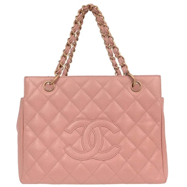 Chanel 2000-2002 Pink Caviar Skin Tote Chain Handbag in Pink Caviar leather from AMORE Vintage Tokyo
