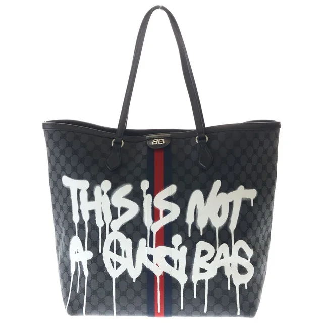 Gucci the Hacker Project Large Tote Bag Canvas Black in Black Canvas from The Reluxe