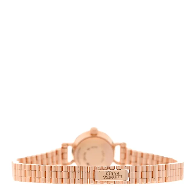 Hermès 18K Rose Gold Diamond Bezel 16mm Faubourg Quartz Watch in Pink from FASHIONPHILE, photo 3 of 6