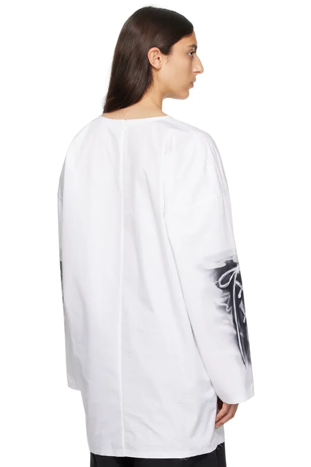 We11done White Raw Edge Long Sleeve T-Shirt, photo 3 of 4 from SSENSE