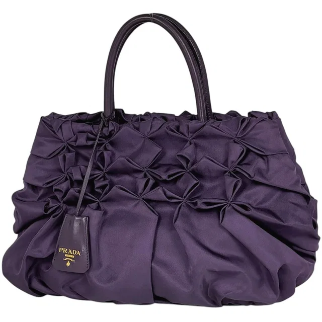 Prada Handbag Gathered Nylon Purple in Purple Nylon from The Reluxe